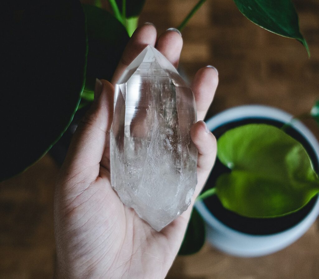 Clear quartz on hand